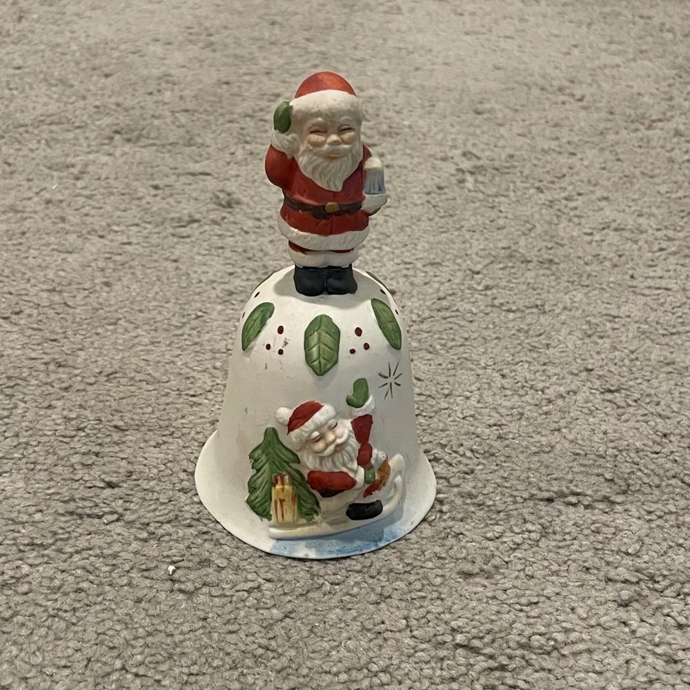 Vintage‎ Ceramic Santa Bell Christmas Ornament Taiwan Holiday Decoration